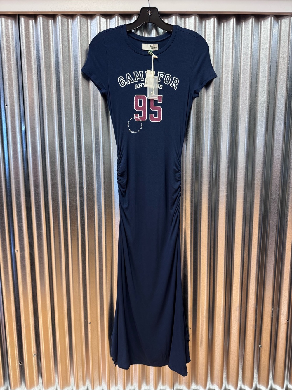 Anthropologie Daily Practice Navy Blue Short Sleeve T-Shirt Maxi Dress Sporty